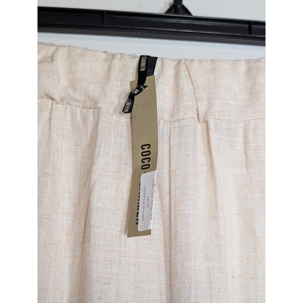 Women’s Cream Wide-Leg Linen-Blend Pants - Picture 2 of 6